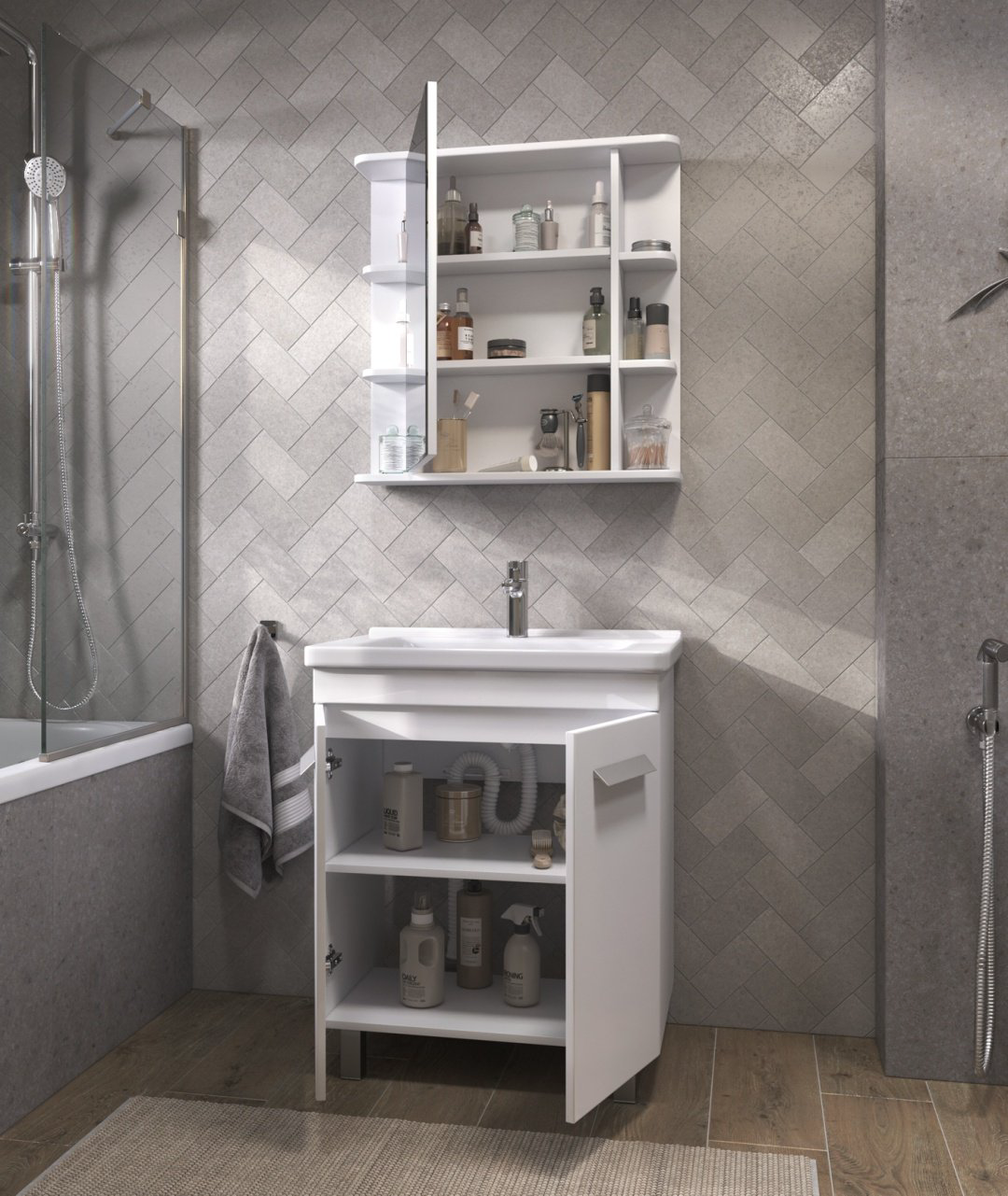 Тумба с раковиной KABINKA.KZ Nova, 70x83x45 см, белый купить,NaN