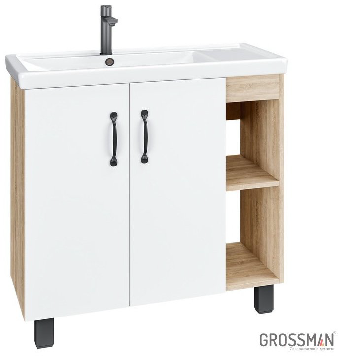 Тумба с раковиной Grossman Флай 80 76x68x40см коричнево-белый купить,NaN