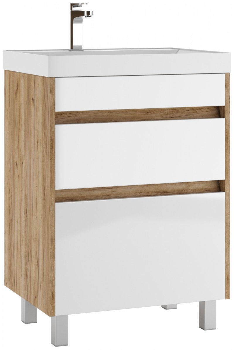 Тумба с раковиной KABINKA.KZ Байтерек, 59x79.9x44.5 см, белый, коричневый