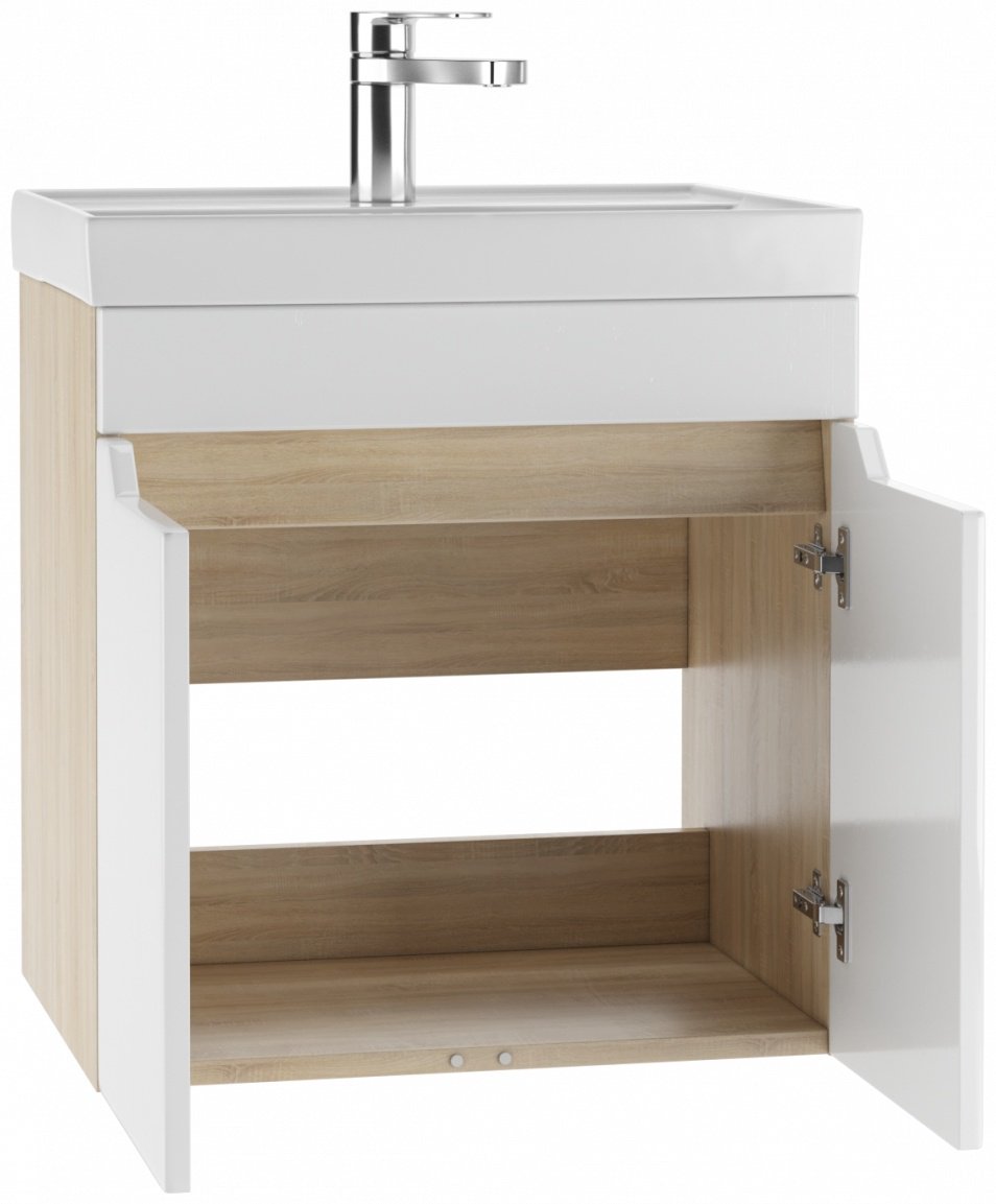 Тумба с раковиной KABINKA.KZ Адай, 47x50x38.8 см, белый, коричневый