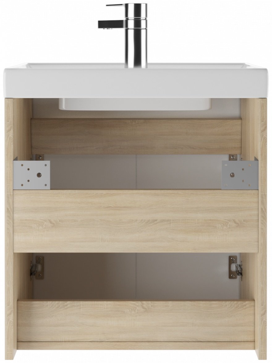 Тумба с раковиной KABINKA.KZ Адай, 47x50x38.8 см, белый, коричневый