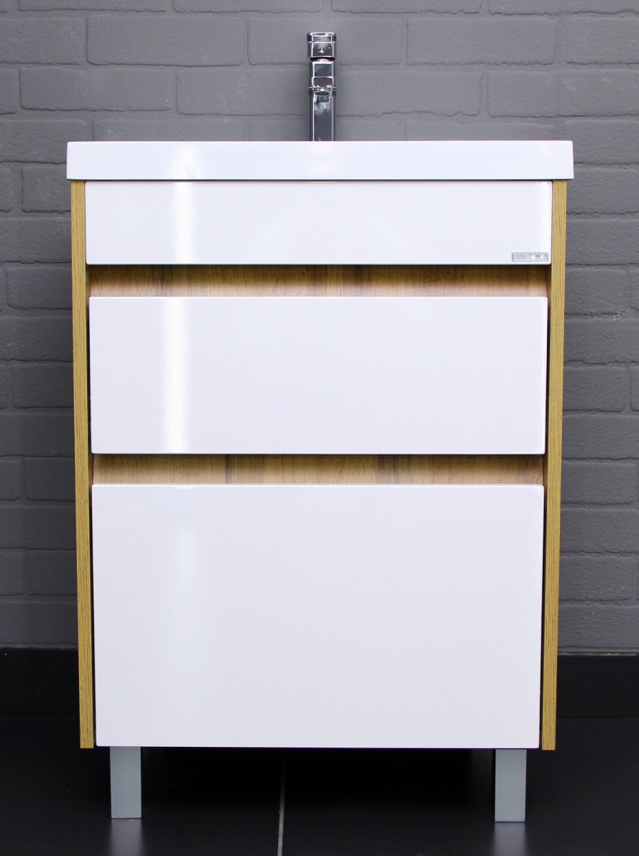 Тумба с раковиной KABINKA.KZ Байтерек, 59x79.9x44.5 см, белый, коричневый