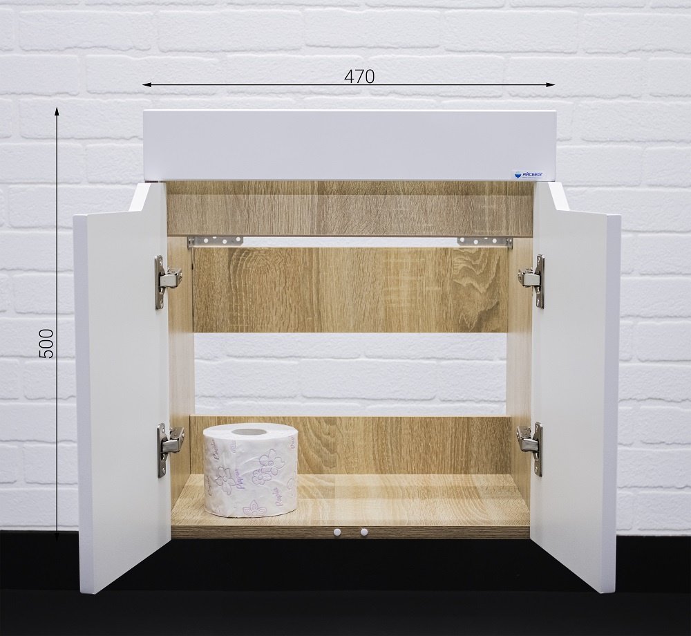 Тумба с раковиной KABINKA.KZ Адай, 47x50x38.8 см, белый, коричневый