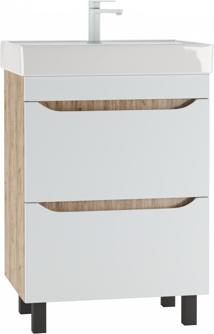 Тумба с раковиной KABINKA.KZ Байтерек, 57.5x79x43.5 см, белый, коричневый
