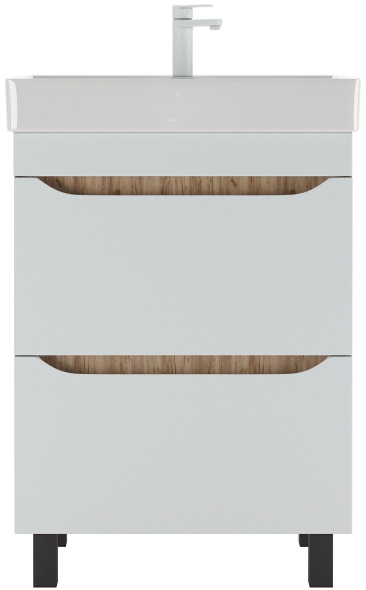 Тумба с раковиной KABINKA.KZ Байтерек, 57.5x79x43.5 см, белый, коричневый