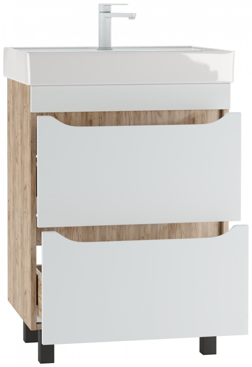Тумба с раковиной KABINKA.KZ Байтерек, 57.5x79x43.5 см, белый, коричневый