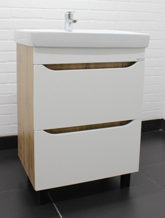 Тумба с раковиной KABINKA.KZ Байтерек, 57.5x79x43.5 см, белый, коричневый купить,NaN