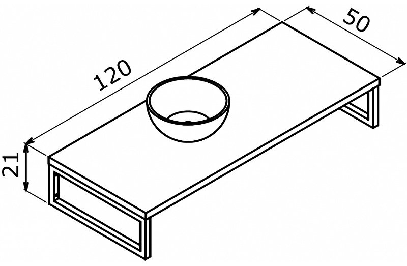 Тумба без раковины Kestel 120 3001043, 120x21x50 см, коричневый