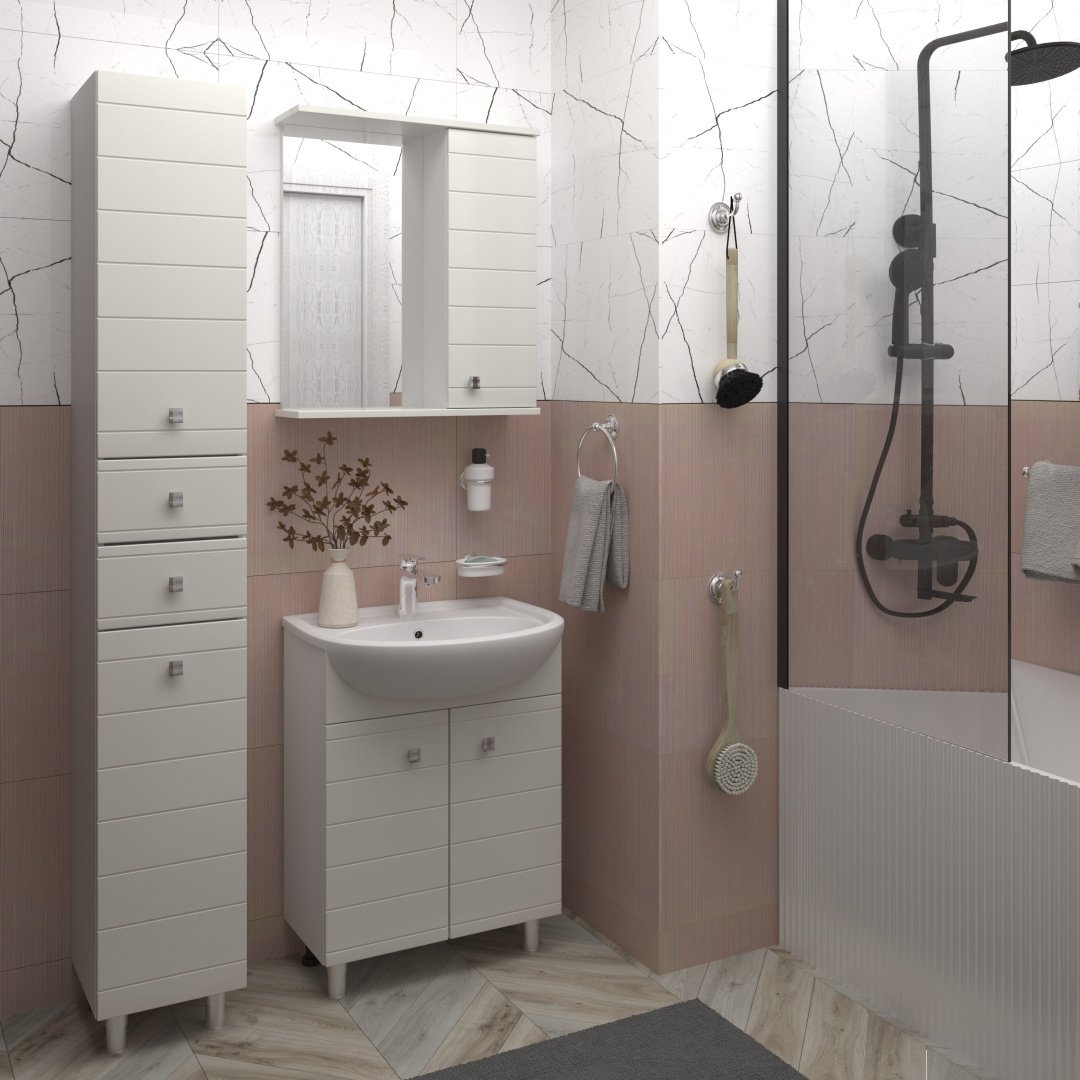 Тумба с раковиной AVK Лира, 2 Двери, 70x70x45 см, белый