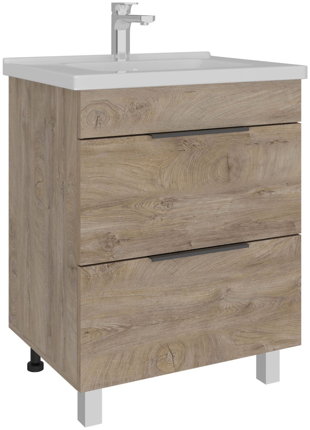 Тумба с раковиной AVK ТР 2 ящика Кира, 80x70x45 см, светло-коричневый