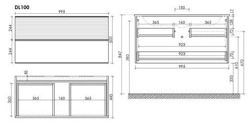 Тумба под раковину KABINKA.KZ DL100GR 99.5x50x44.5см купить,NaN