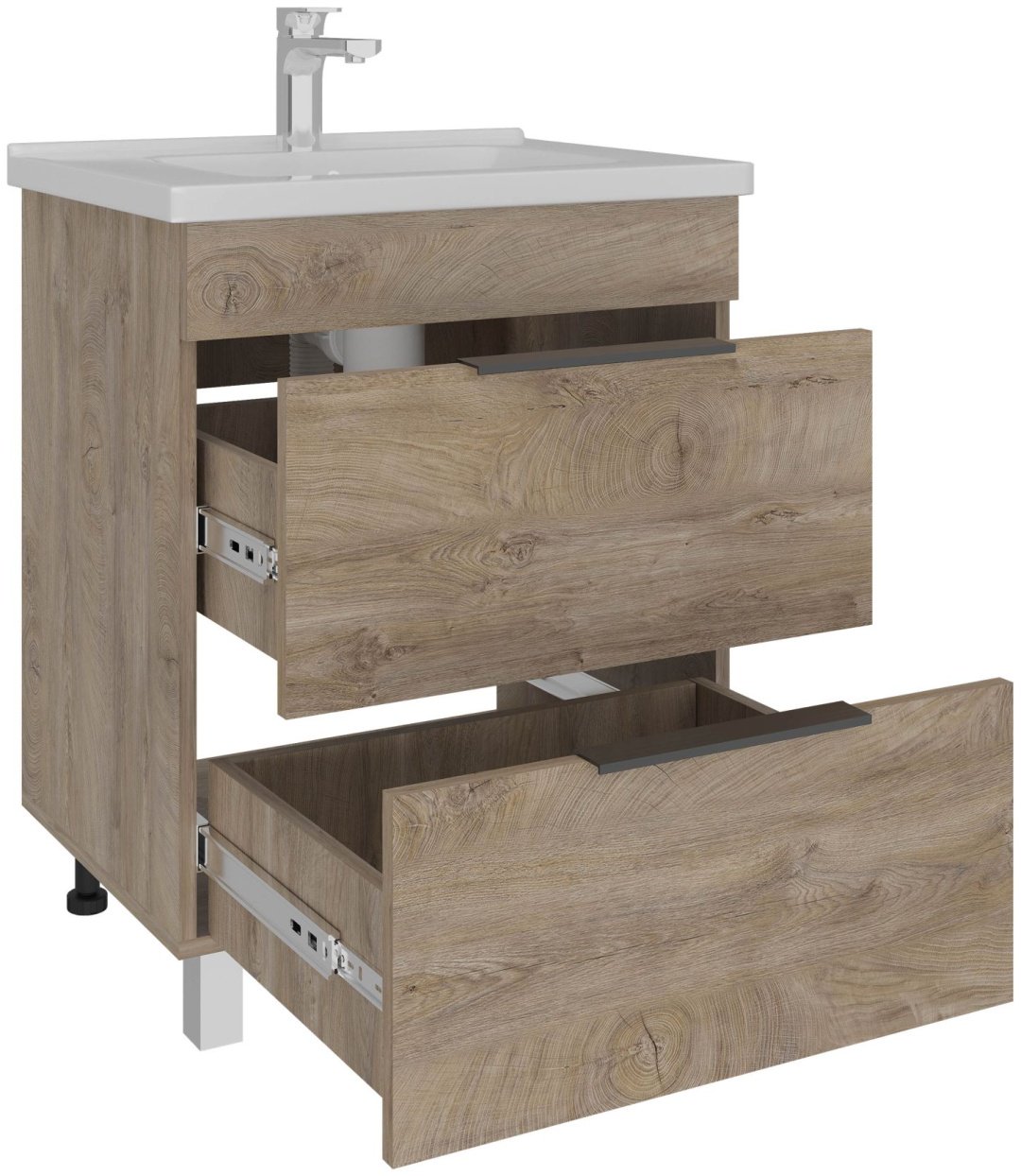 Тумба с раковиной AVK ТР 2 ящика Кира, 80x70x45 см, светло-коричневый