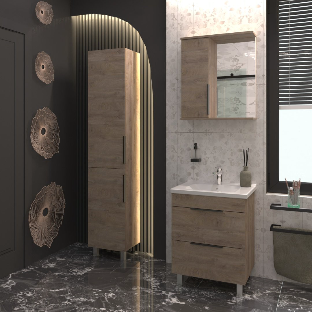 Тумба с раковиной AVK ТР 2 ящика Кира 80x70x45см светло-коричневый купить,NaN