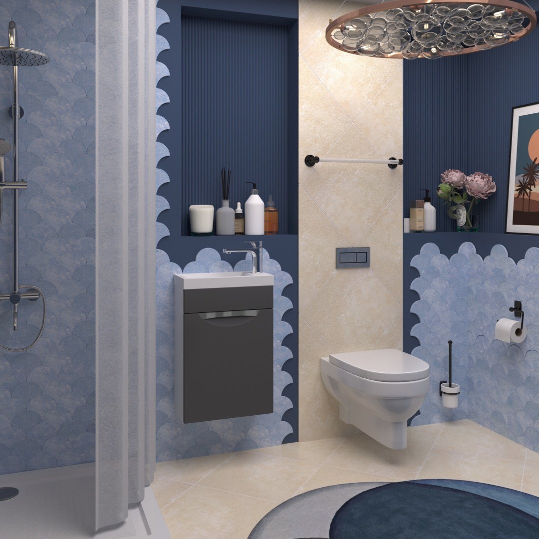 Тумба с раковиной AVK Верона 1 дверь, 40x47x20 см, белый, серый