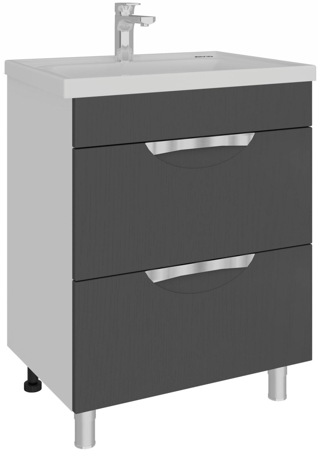 Тумба с раковиной AVK Верона 2 ящика, 60x70x45 см, белый, серый