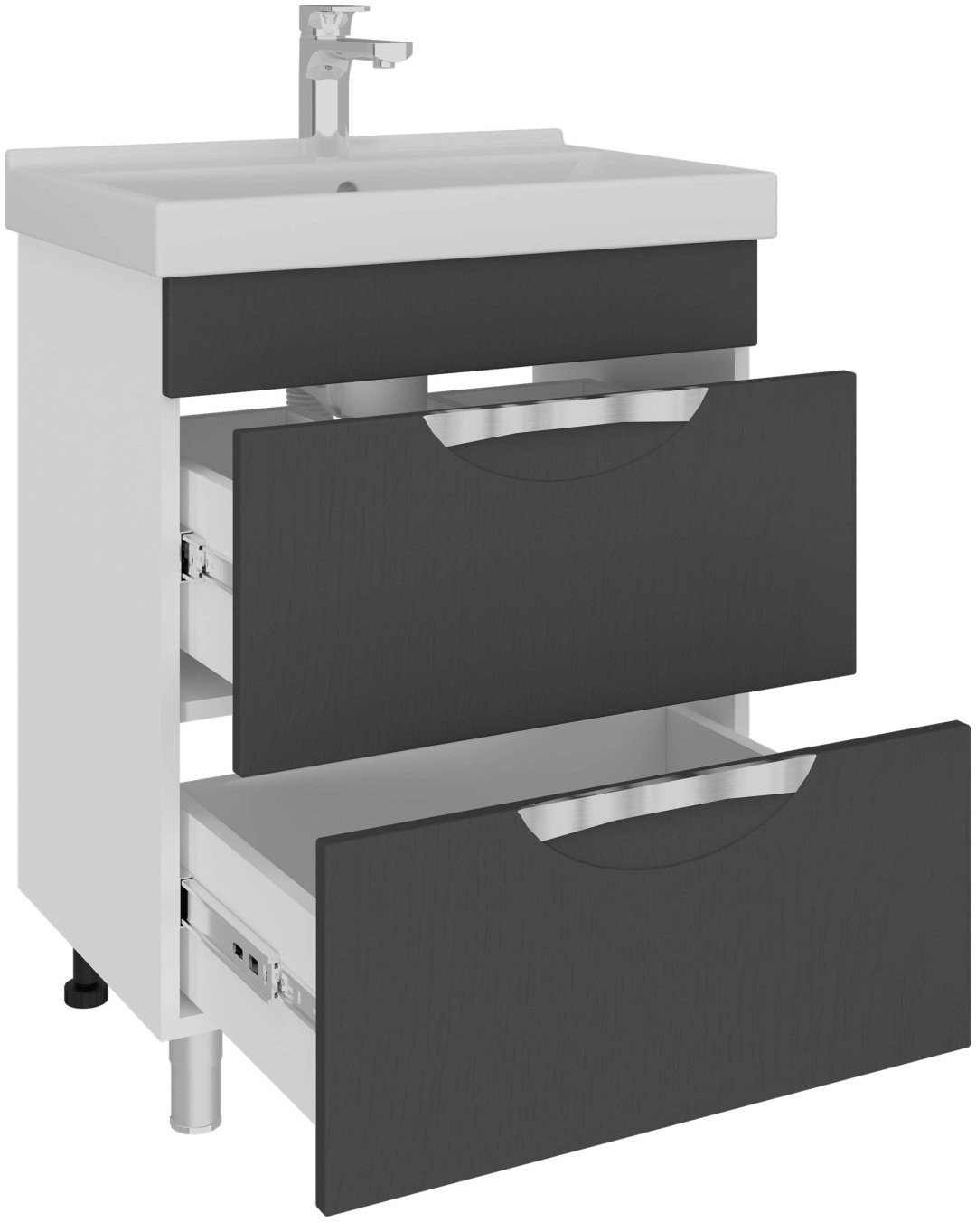 Тумба с раковиной AVK Верона 2 ящика, 60x70x45 см, белый, серый