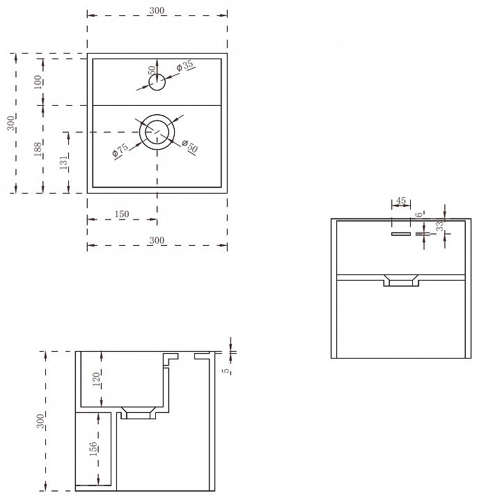 Тумба с раковиной Abber Stein AS2639 , 30x30x30 см, белый