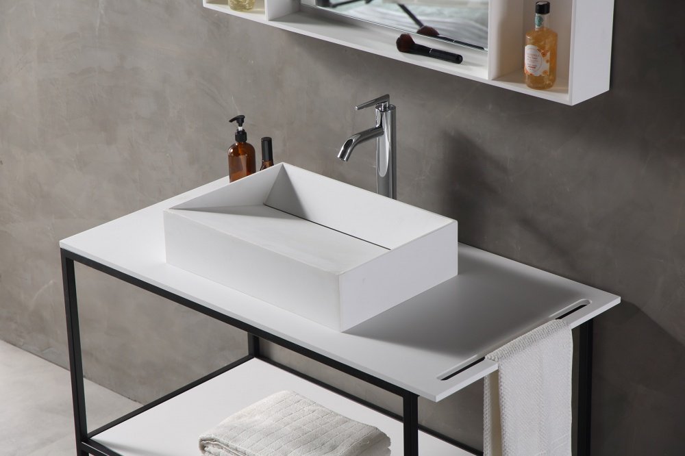 Тумба без раковины Abber Stein AS2631, 100x78x55 см, белый, черный