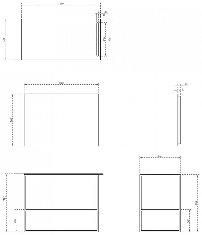 Тумба без раковины Abber Stein AS2631, 100x78x55 см, белый, черный