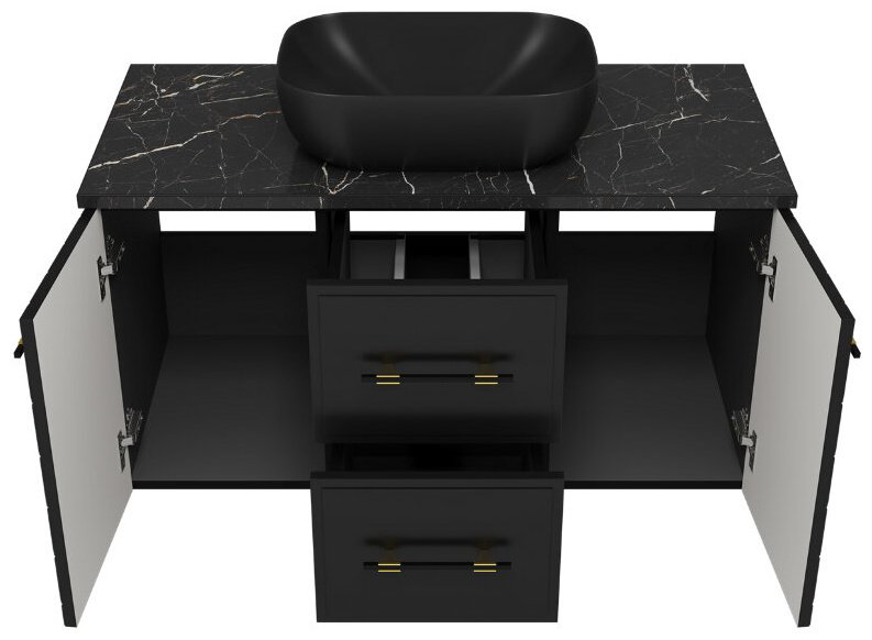 Тумба с раковиной Brevita Shanel, 100x50x47.1 см, черный купить,NaN