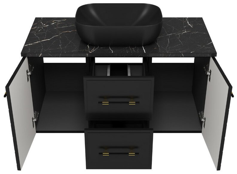 Тумба с раковиной Brevita Shanel, 100x50x47.1 см, черный