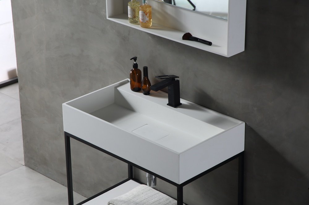 Тумба с раковиной Abber Stein AS2630 , 80x90x45 см, белый, черный