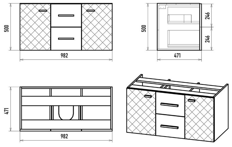 Тумба с раковиной Brevita Shanel, 100x50x47.1 см, черный купить,NaN