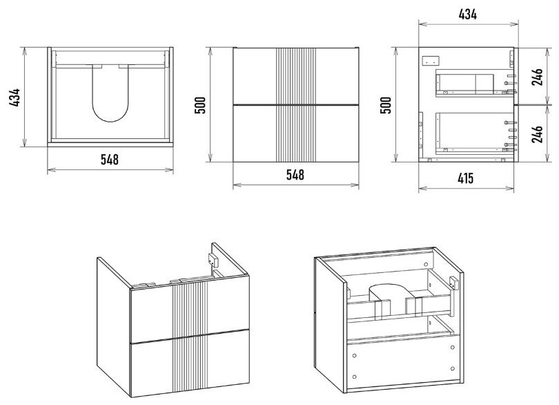 Тумба с раковиной Brevita Vega, 60x50x43.8 см, белый купить,NaN