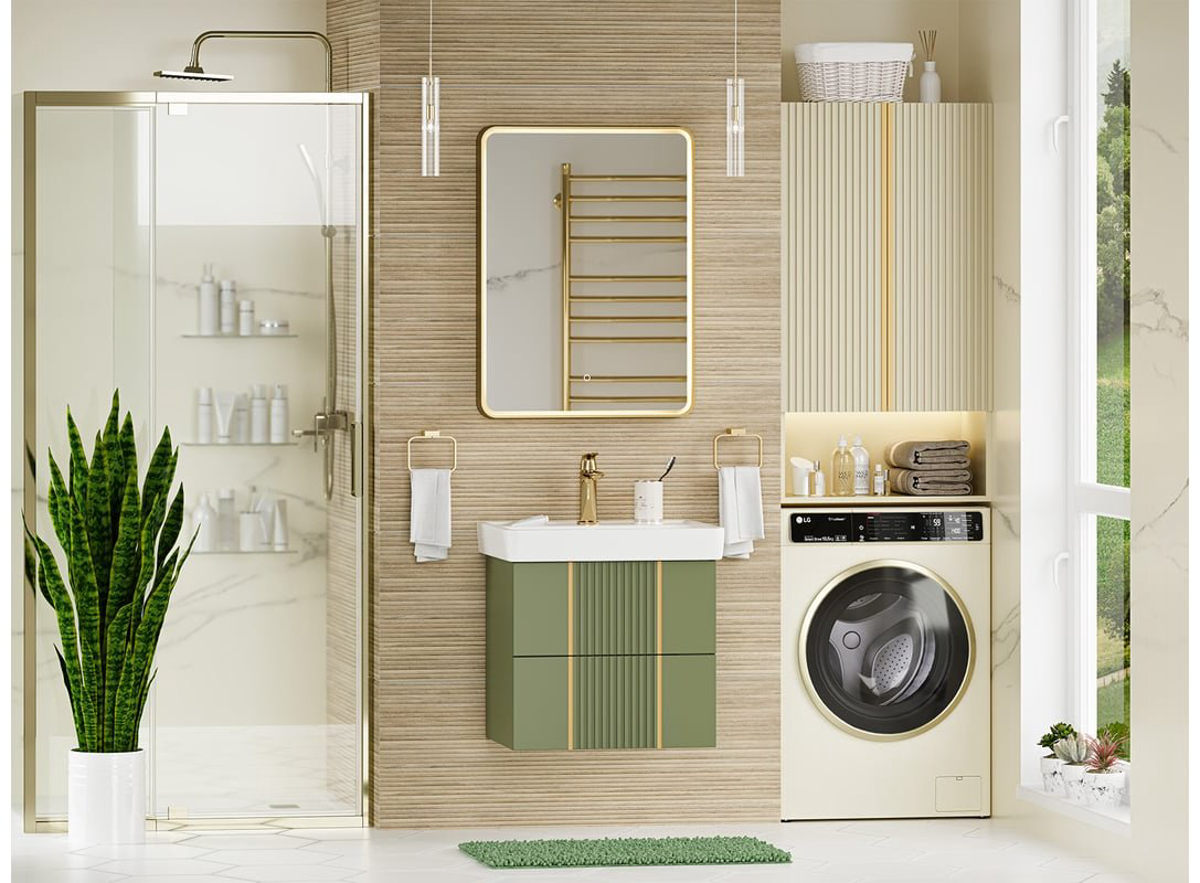 Тумба с раковиной Brevita VEG-09070-0802Я 63.8x50x43.4см зеленый купить,NaN