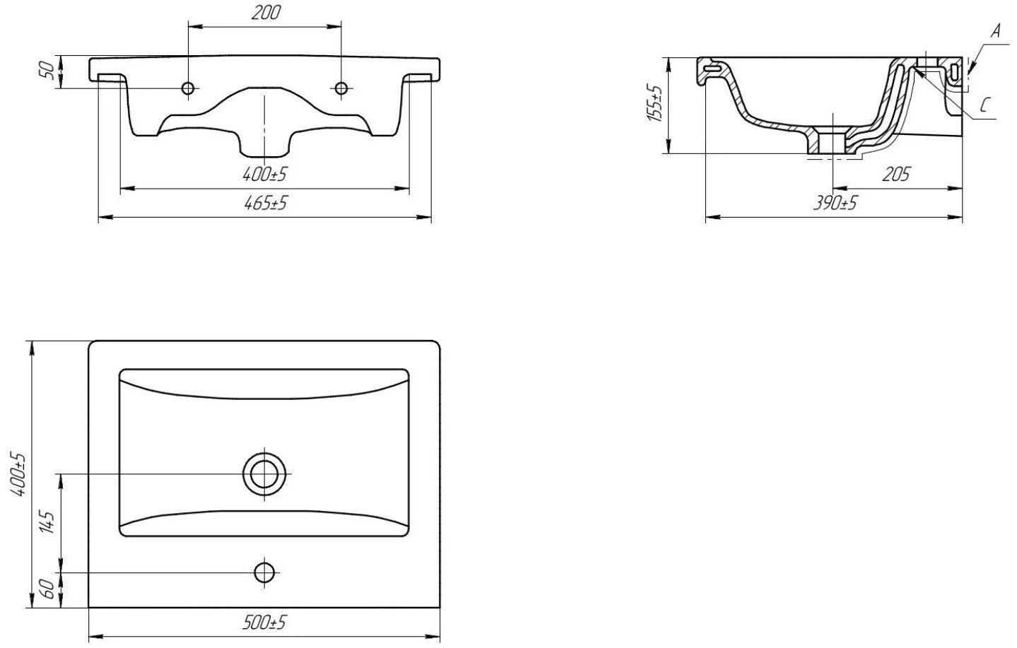 Тумба с раковиной Vako "Нептун COMO 40", 50x82x30 см, белый