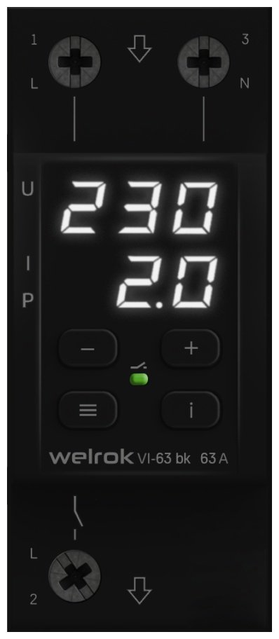 WELROK реле контроля напряжения VI-63 bk AC 220 В 63 А, кол-во фаз : 1