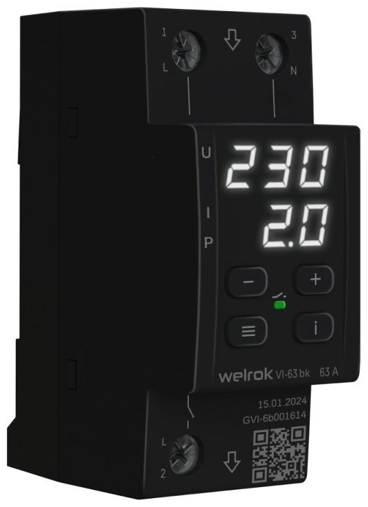 WELROK реле контроля напряжения VI-63 bk AC 220 В 63 А, кол-во фаз : 1