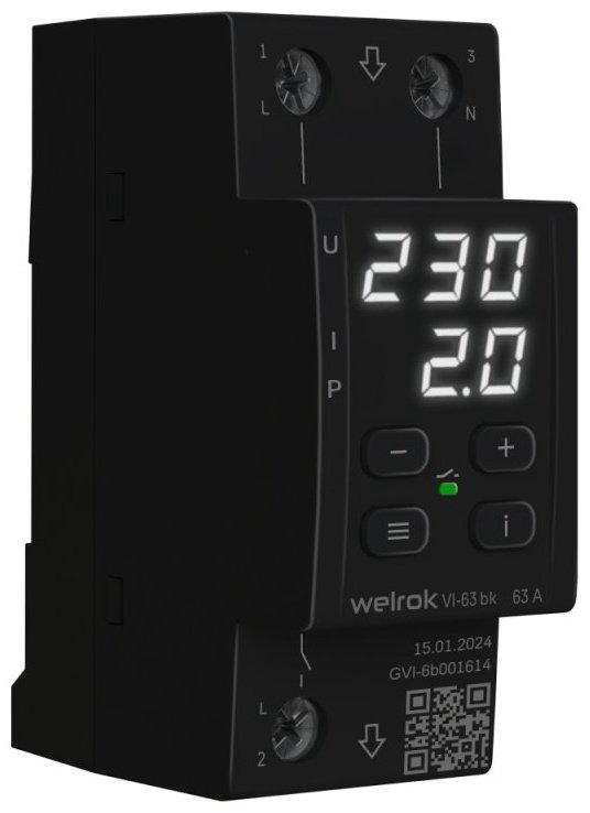 WELROK реле контроля напряжения VI-63 bk AC 220 В 63 А, кол-во фаз : 1