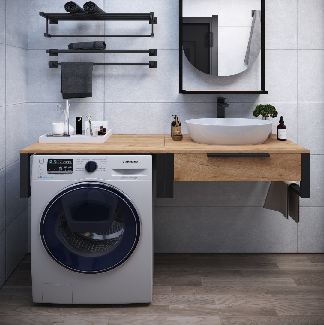 Тумба без раковины Sanflor Гард 60 С27068, 60x25x48 см, черный, золотистый купить,NaN