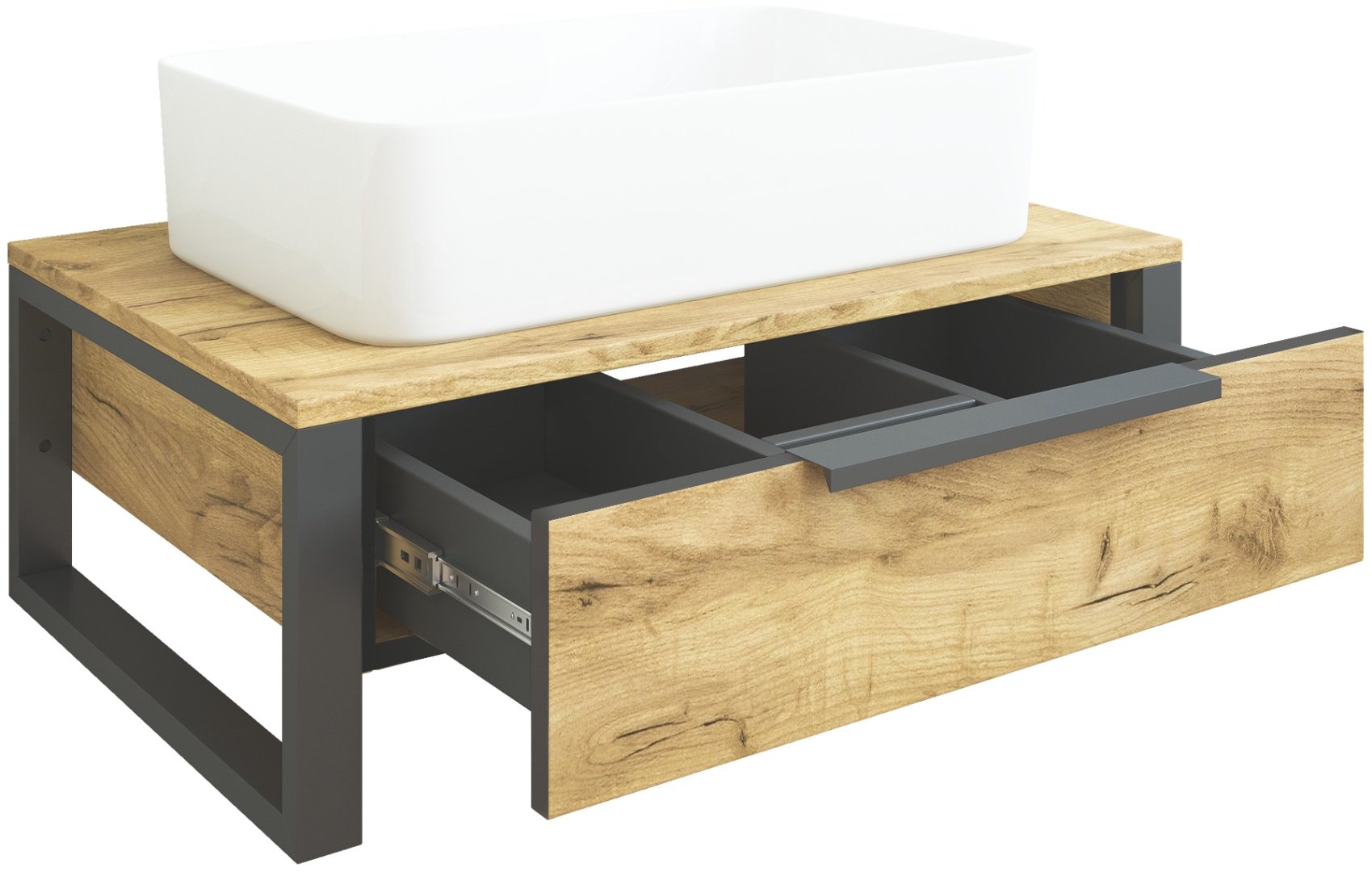 Тумба без раковины Sanflor Гард 60 С27068, 60x25x48 см, черный, золотистый купить,NaN