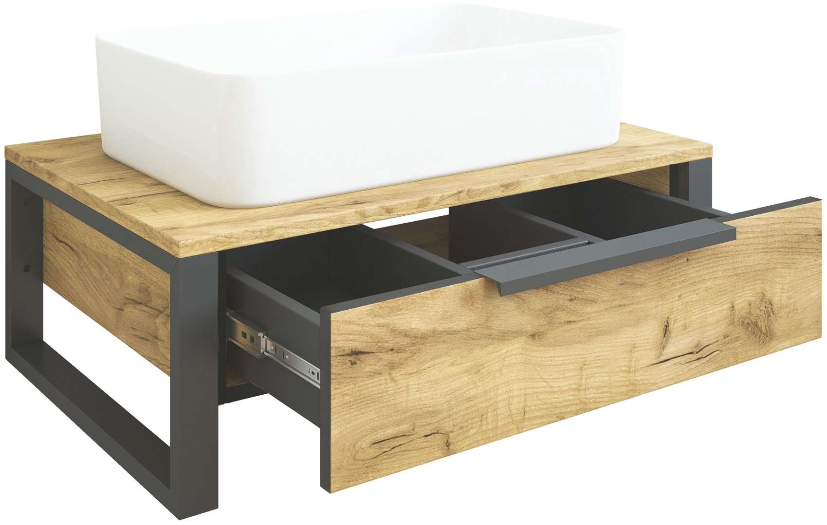 Тумба без раковины Sanflor Гард 60 С27068, 60x25x48 см, черный, золотистый купить,NaN