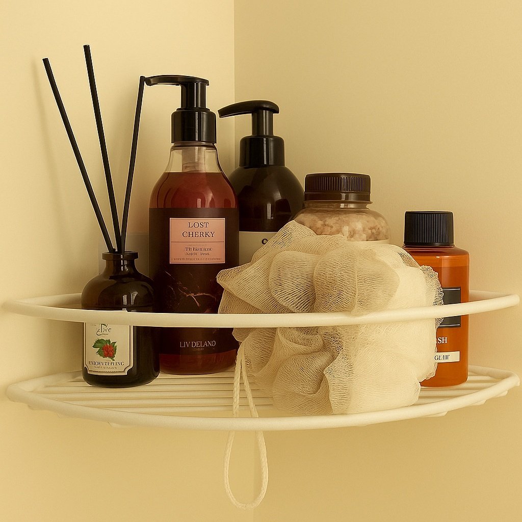 Полка для ванной П0001982 угловая Классик 1 ярус ProfFero, белый муар