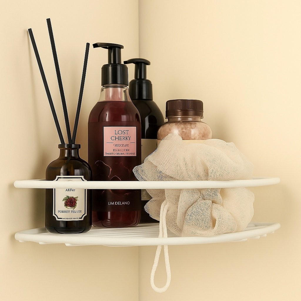 Полка для ванной П0001982 угловая Классик 1 ярус ProfFero, белый муар