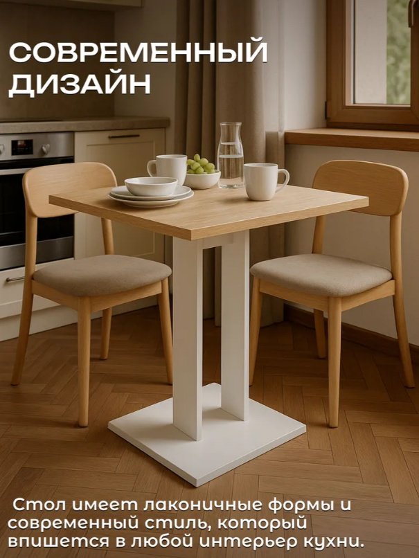 Обеденный стол Sanflor С28615, 65х65x76.5 см, ЛДСП, черный, бежевый купить,NaN