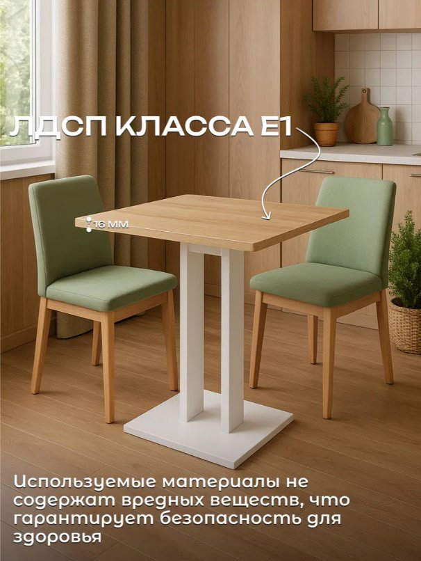 Обеденный стол Sanflor С28615, 65х65x76.5 см, ЛДСП, черный, бежевый купить,NaN