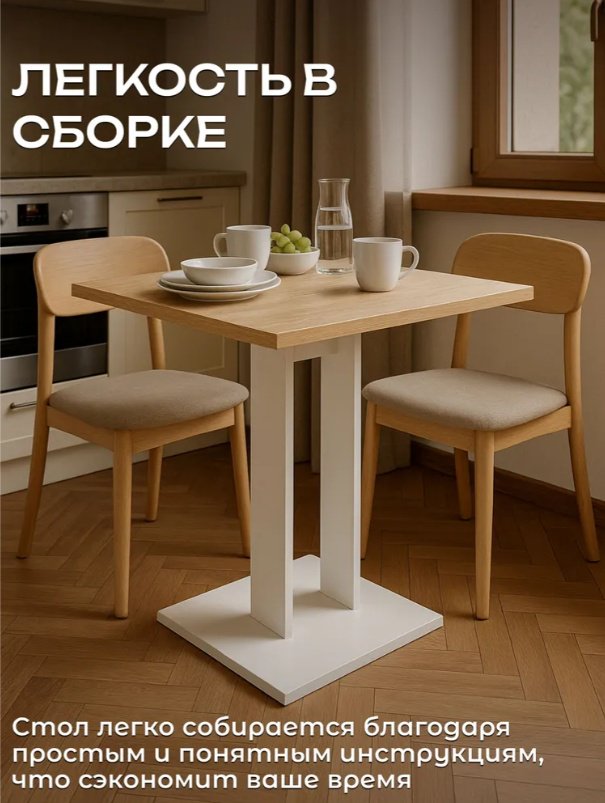 Обеденный стол Sanflor С28615, 65х65x76.5 см, ЛДСП, черный, бежевый купить,NaN