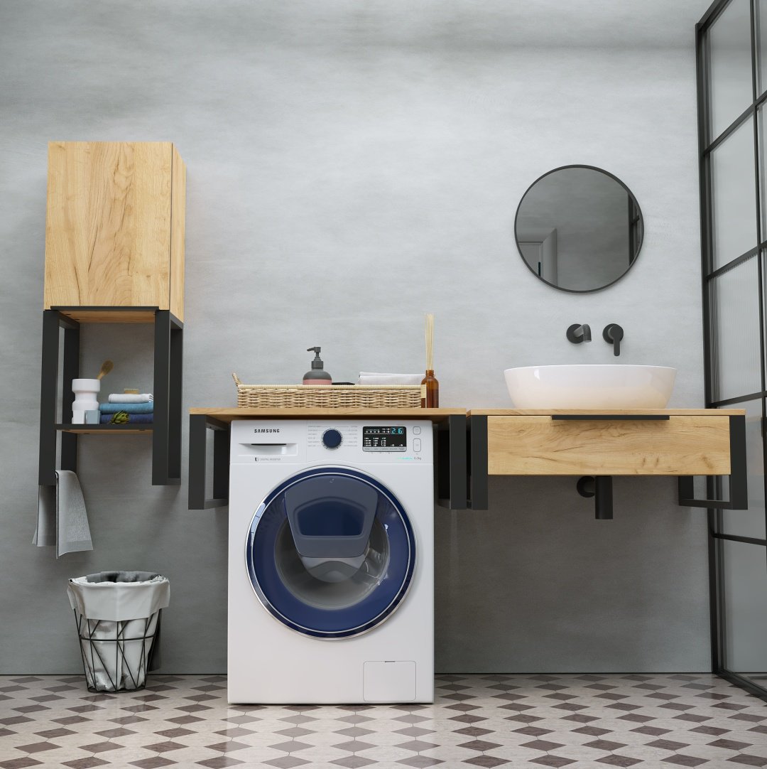 Шкаф-пенал навесной Sanflor Гард С27380, 35x24x96 см, черный, золотистый