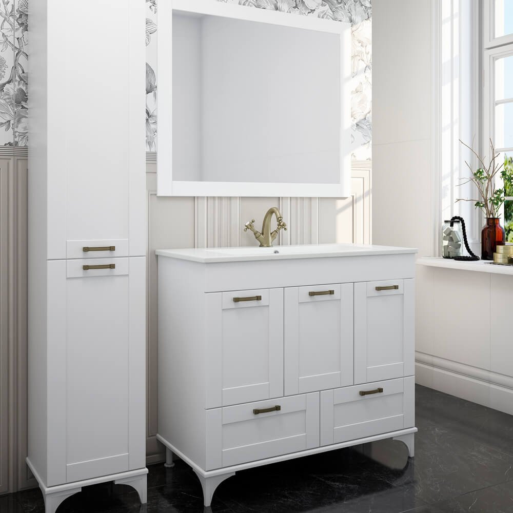 Тумба с раковиной Sanflor С0002146, 106.5x85x47.5 см, белый