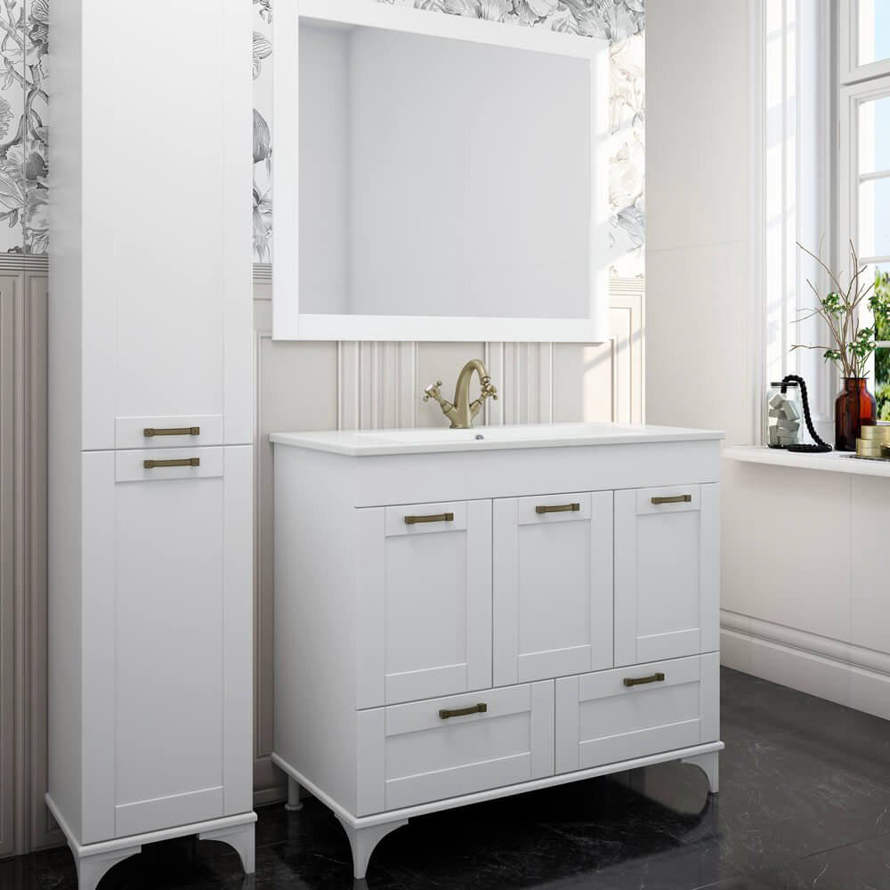 Тумба с раковиной Sanflor С0002146, 106.5x85x47.5 см, белый купить,NaN