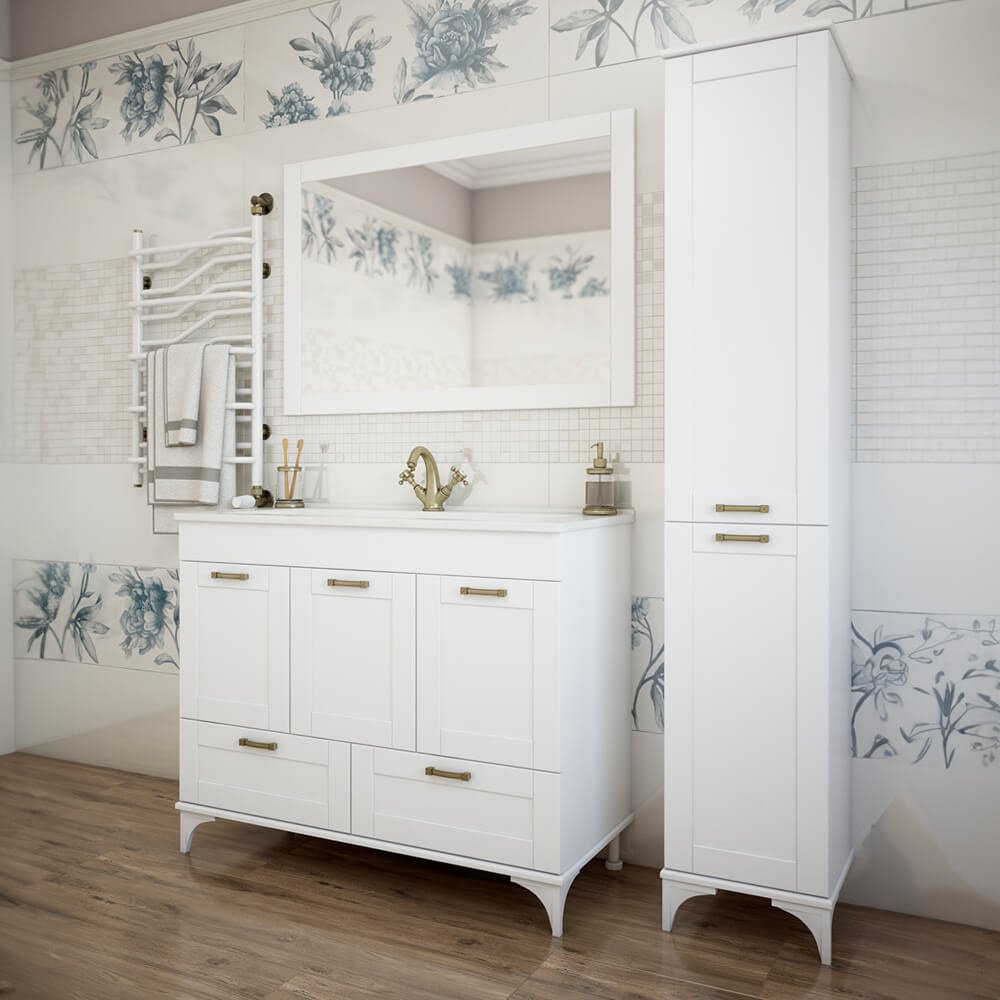 Тумба с раковиной Sanflor С0002146, 106.5x85x47.5 см, белый