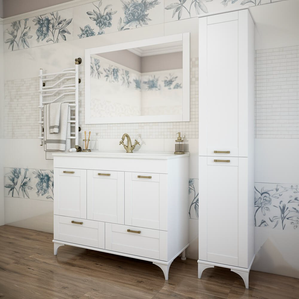 Тумба с раковиной Sanflor С0002146, 106.5x85x47.5 см, белый купить,NaN