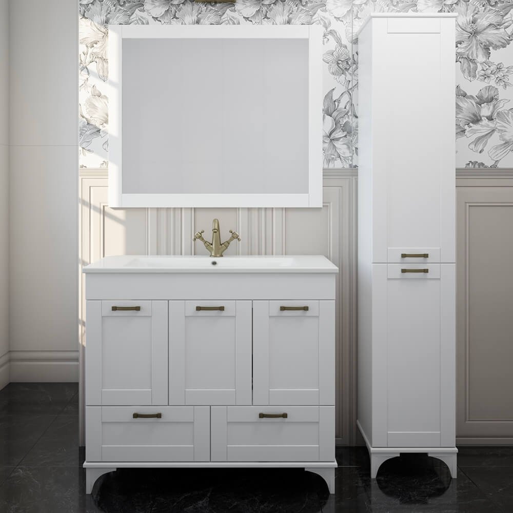 Тумба с раковиной Sanflor С0002146, 106.5x85x47.5 см, белый