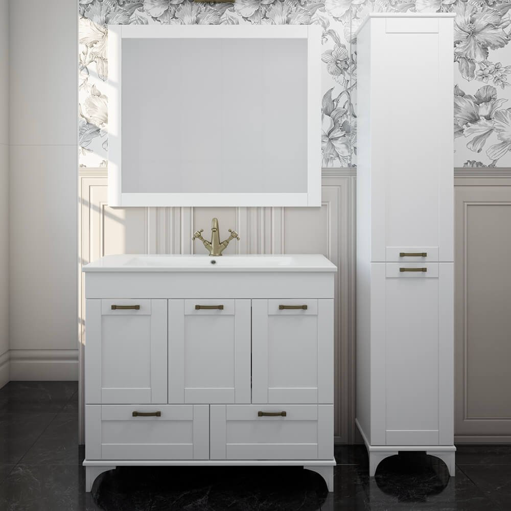 Тумба с раковиной Sanflor С0002146, 106.5x85x47.5 см, белый купить,NaN