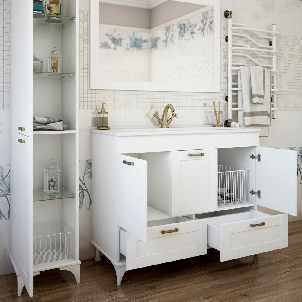 Тумба с раковиной Sanflor С0002146, 106.5x85x47.5 см, белый