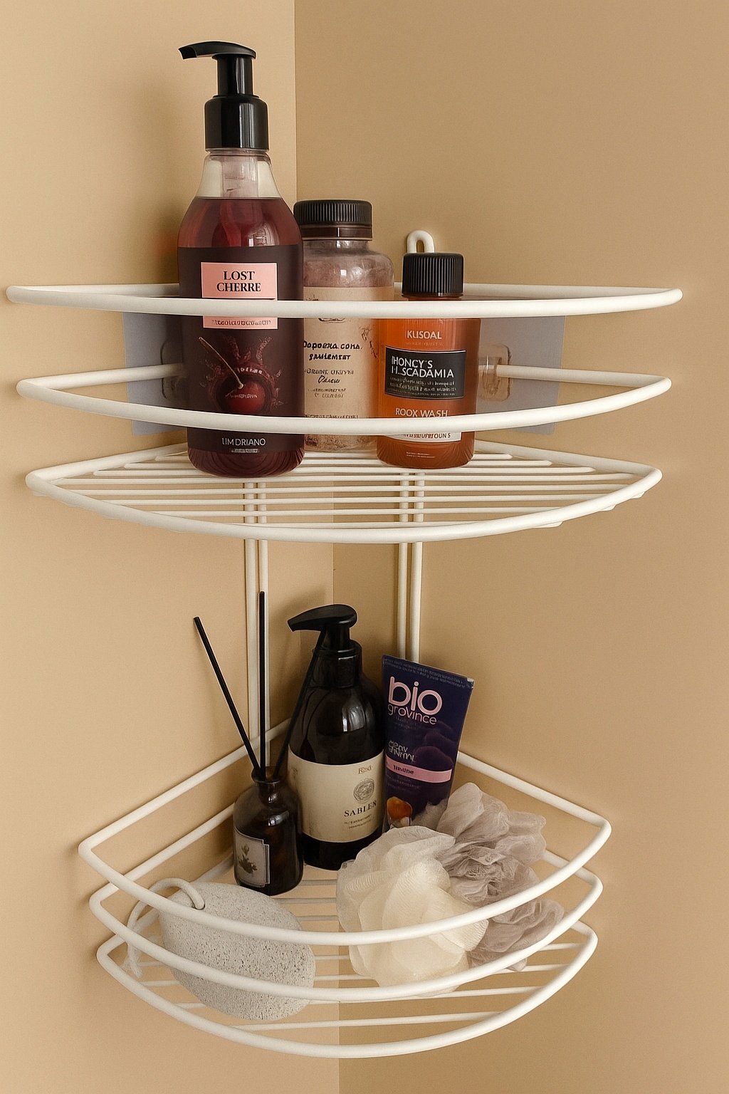 ProfFero П0001911 полка для ванной двухъярусная, овальная, высокий борт белый муар, 1 шт., нержавеющая сталь